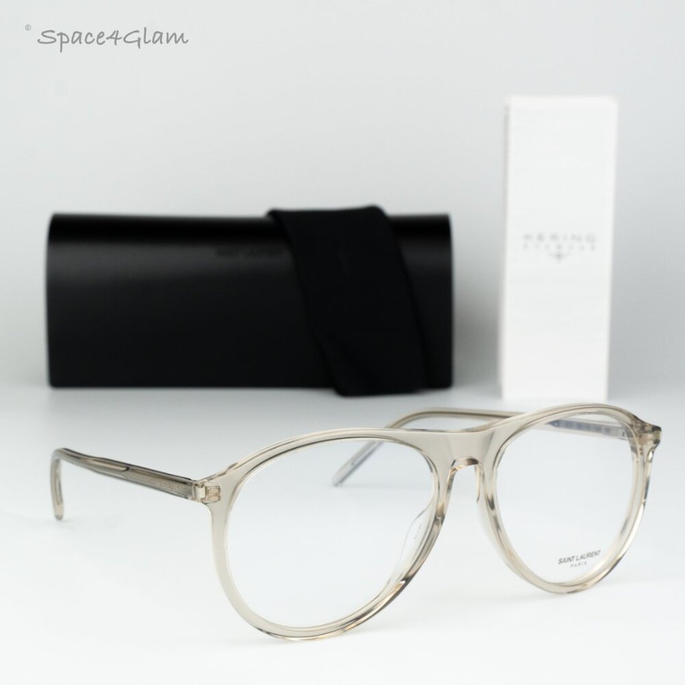 Saint Laurent Women Eyeglasses Trans Beige Demo Pilot SL667OPT 003 BRAND NEW